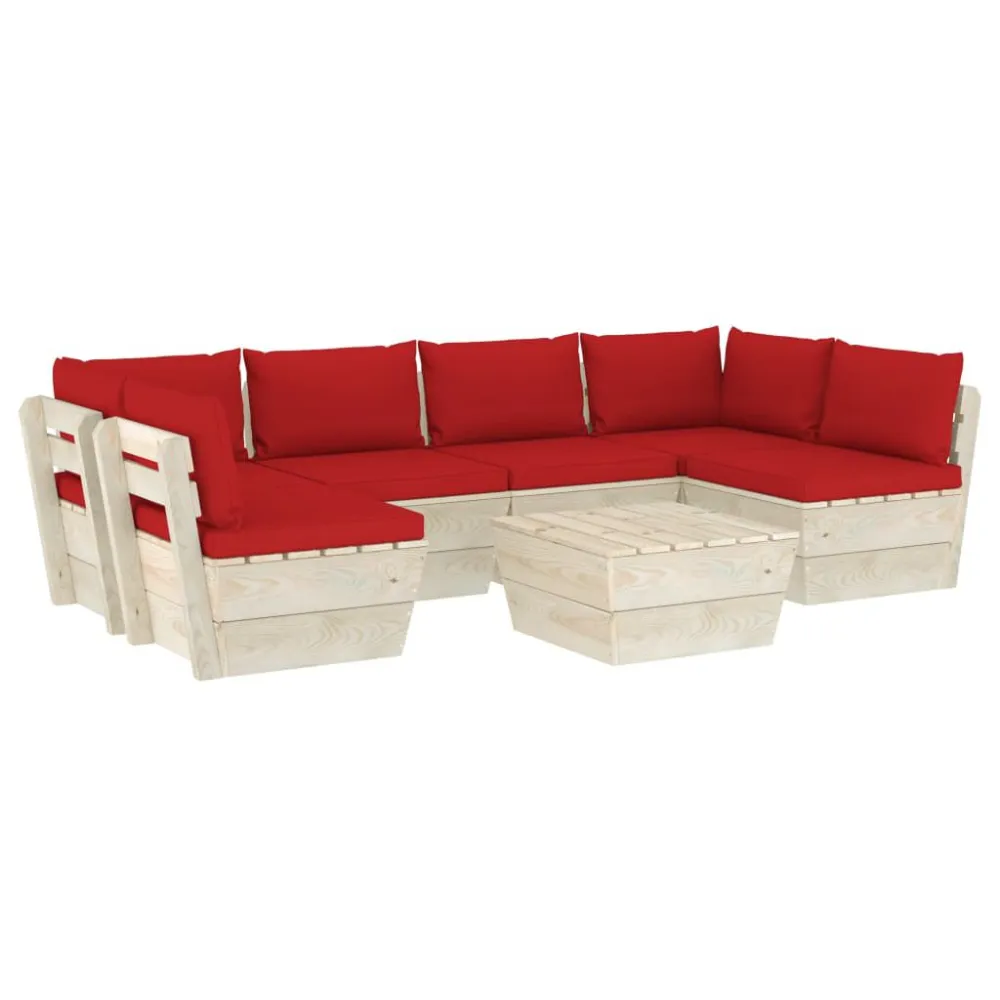 Design Ergonômico e Confortável 7 pcs conjunto lounge de paletes + almofadões madeira de abeto