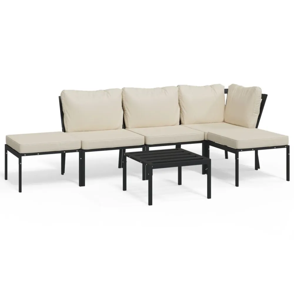 Design Ergonômico e Confortável 6 pcs conjunto lounge de jardim ço com almofadões areia