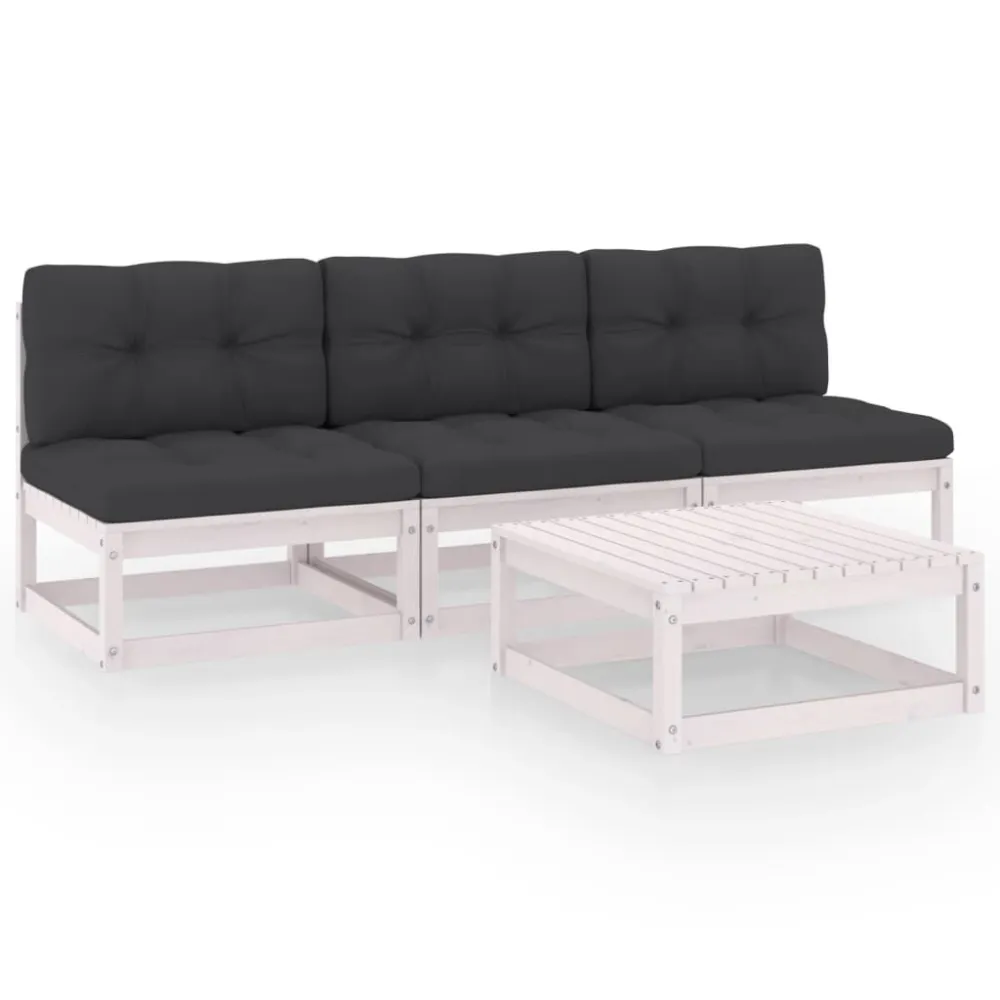 Design Ergonômico e Confortável 4 pcs conjunto lounge de jardim com almofadões pinho maciço
