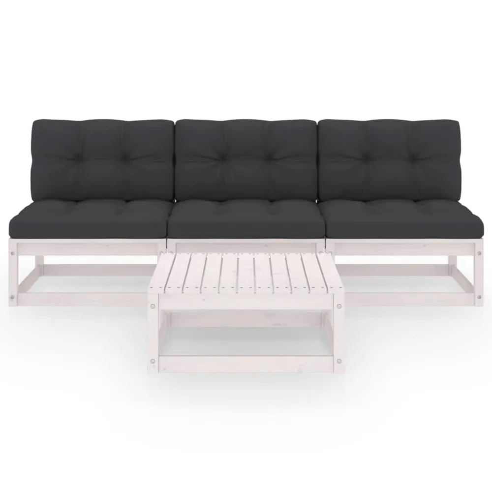 Design Ergonômico e Confortável 4 pcs conjunto lounge de jardim com almofadões pinho maciço