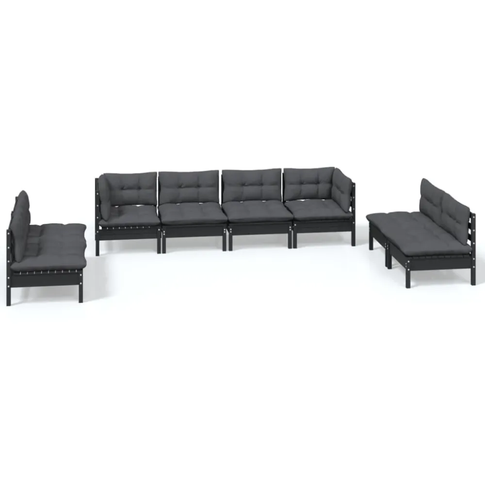 Design Ergonômico e Confortável 8 pcs conjunto lounge de jardim com almofadões pinho maciço
