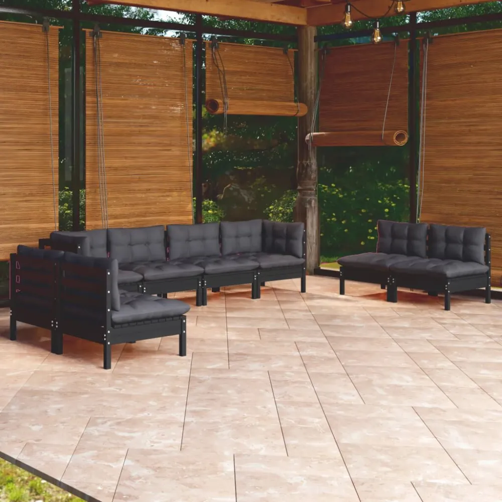 Design Ergonômico e Confortável 8 pcs conjunto lounge de jardim com almofadões pinho maciço