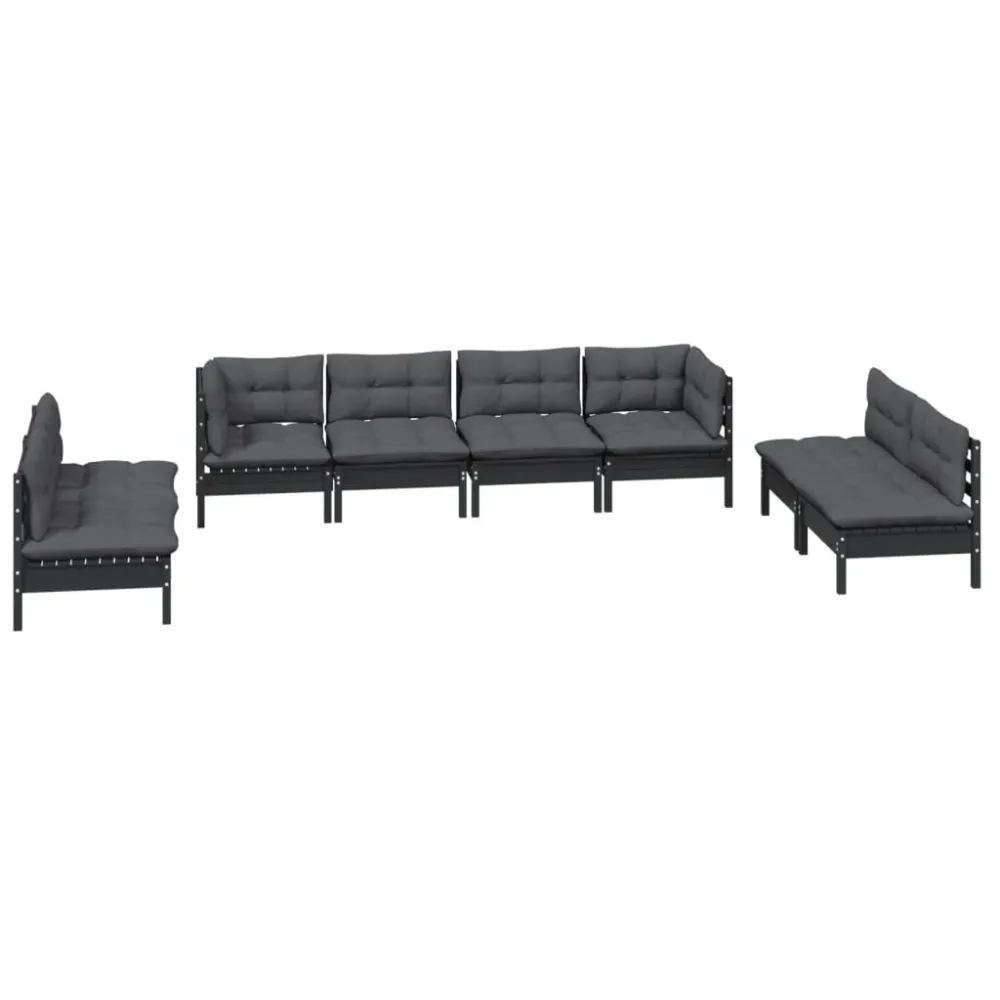 Design Ergonômico e Confortável 8 pcs conjunto lounge de jardim com almofadões pinho maciço