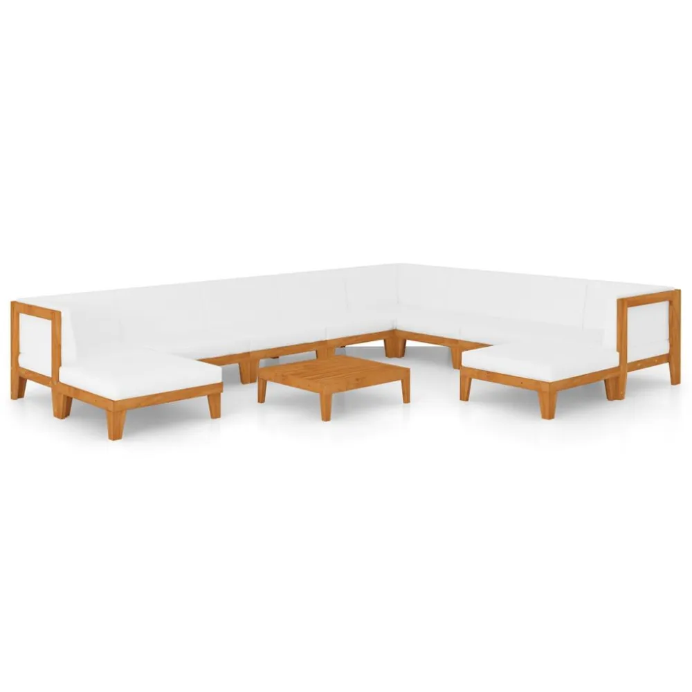 Design Ergonômico e Confortável 11 pcs conjunto lounge de jardim com almofadões acácia maciç