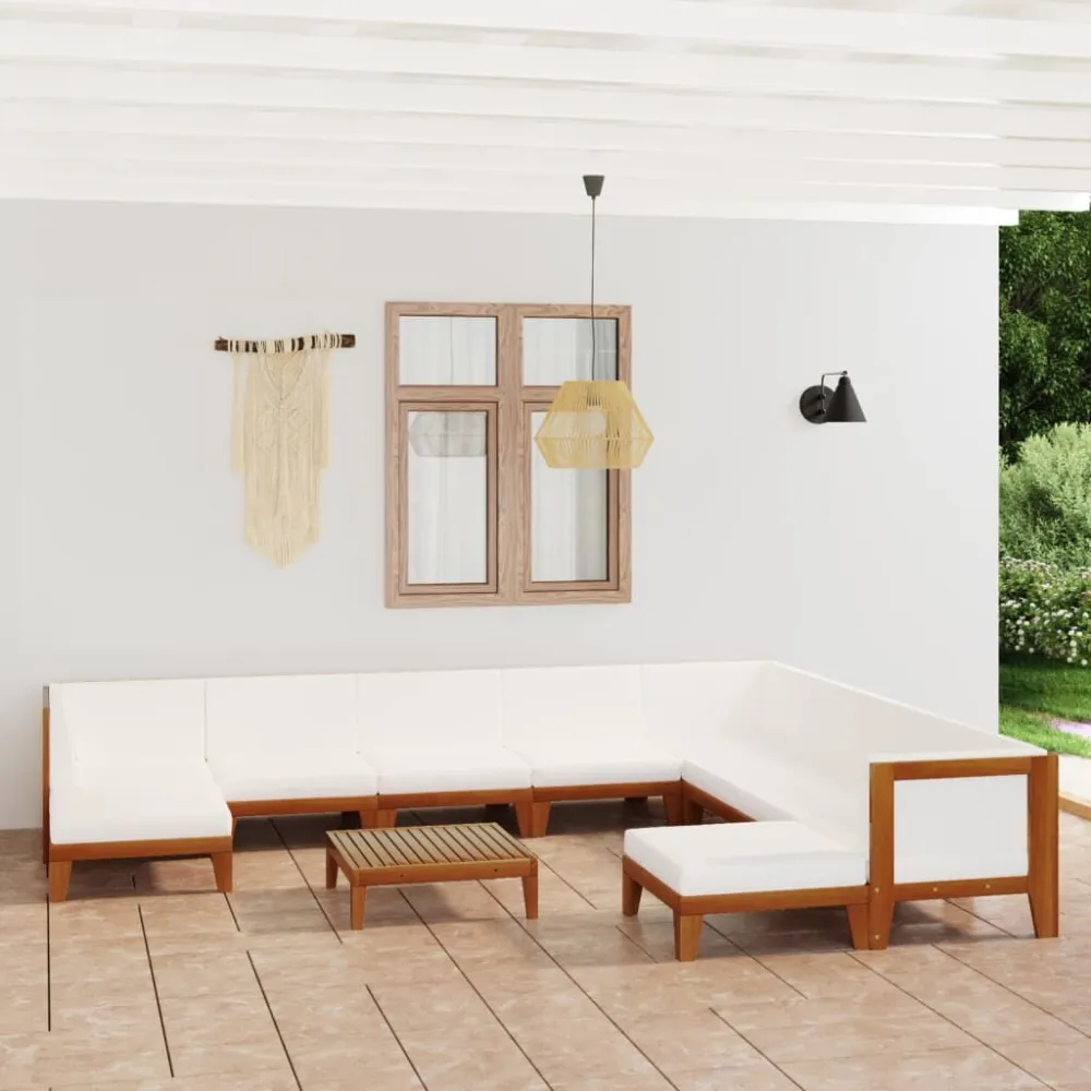 Design Ergonômico e Confortável 11 pcs conjunto lounge de jardim com almofadões acácia maciç