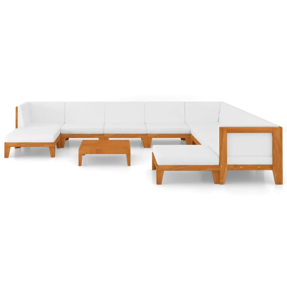 Design Ergonômico e Confortável 11 pcs conjunto lounge de jardim com almofadões acácia maciç