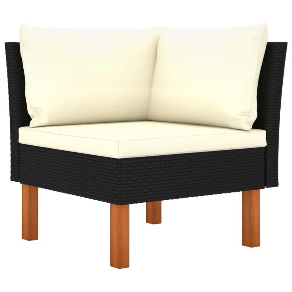 Design Ergonômico e Confortável Sofá de jardim 4 lugares com almofadões vime PE preto