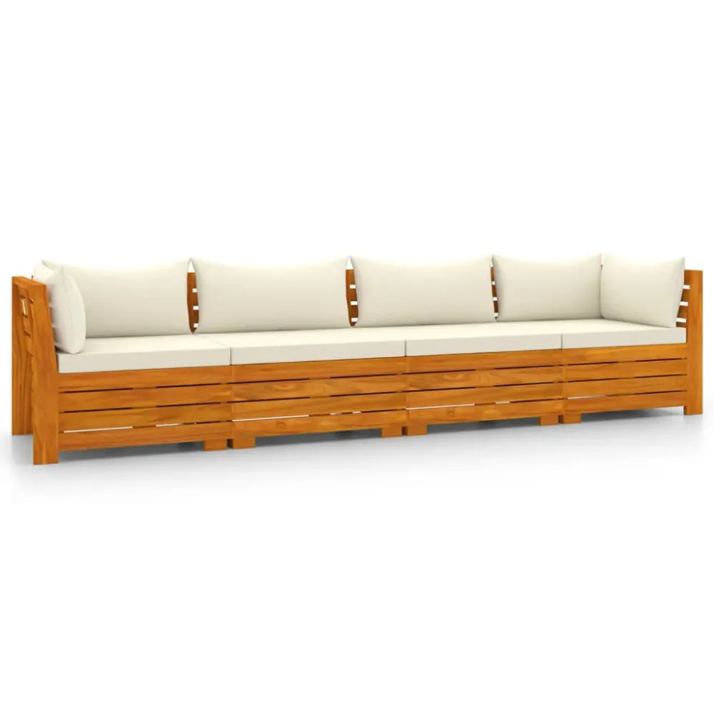 Design Ergonômico e Confortável Sofá de jardim 4 lugares com almofadões madeira de acácia maciç