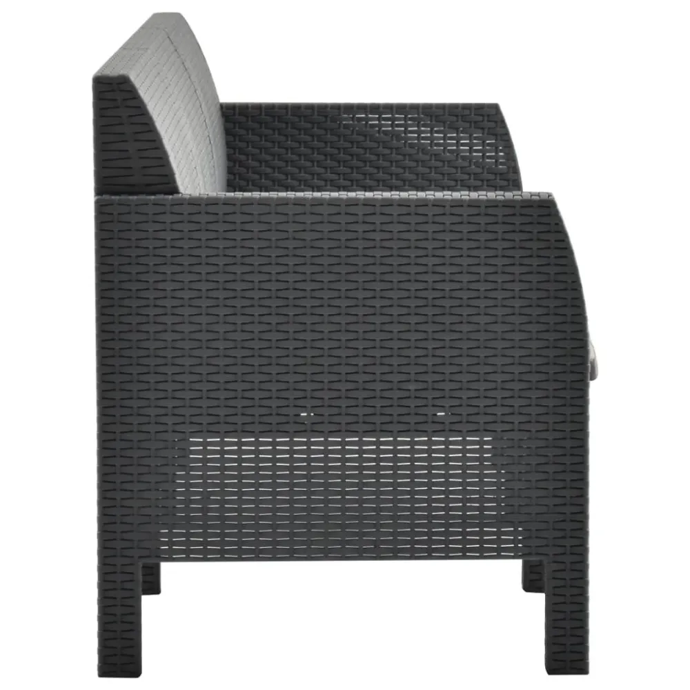 Design Ergonômico e Confortável Sofá de jardim 3 lugares com almofadões vime PP antracite