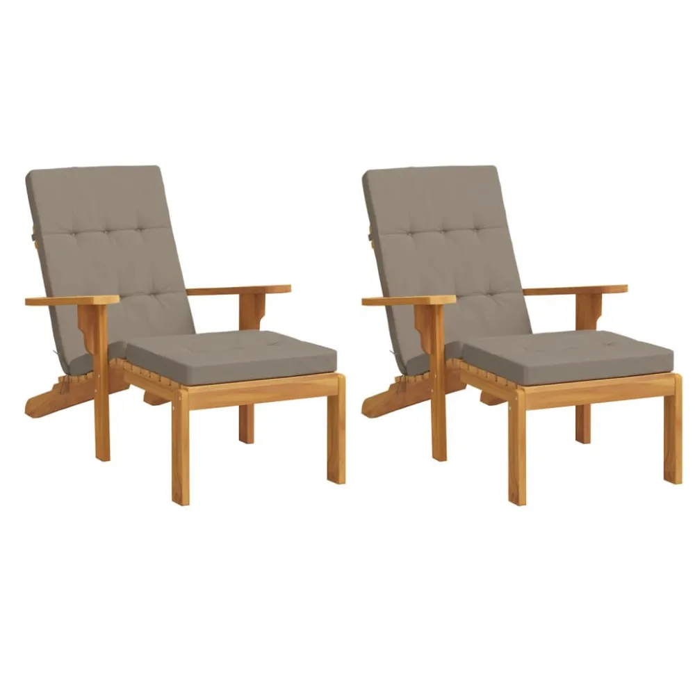 Espreguiçadeira de Exterior Almofadões cadeira terraço 2pcs tecido oxford cinza-acastanhado