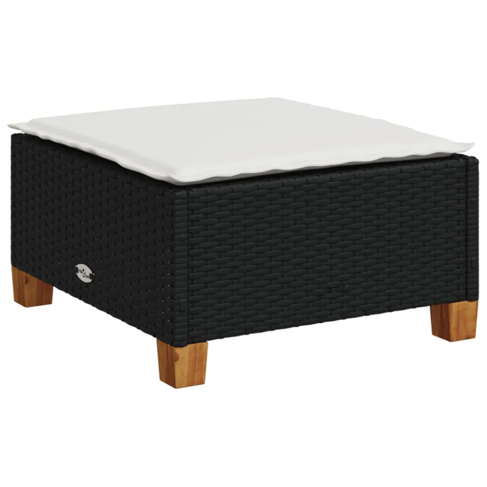 Espreguiçadeira de Exterior Banco de jardim com almofadão 63,5x56x32 cm vime PE preto