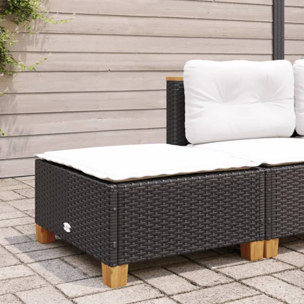 Espreguiçadeira de Exterior Banco de jardim com almofadão 63,5x56x32 cm vime PE preto