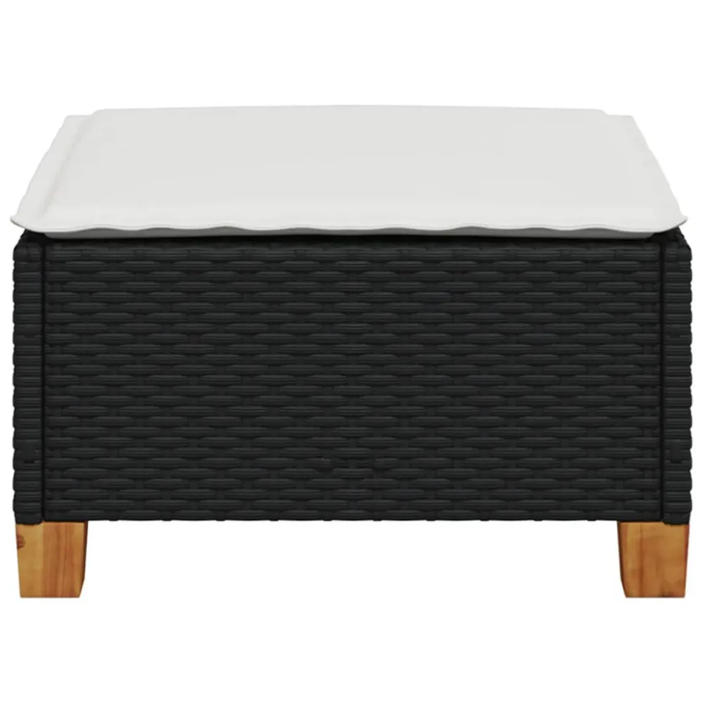 Espreguiçadeira de Exterior Banco de jardim com almofadão 63,5x56x32 cm vime PE preto