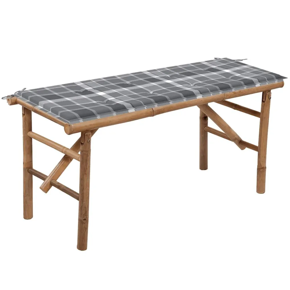 Espreguiçadeira de Exterior Banco de jardim dobrável com almofadão 118 cm bambu