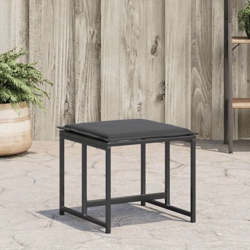 Espreguiçadeira de Exterior Bancos de jardim com almofadões 4 pcs ço e textilene preto