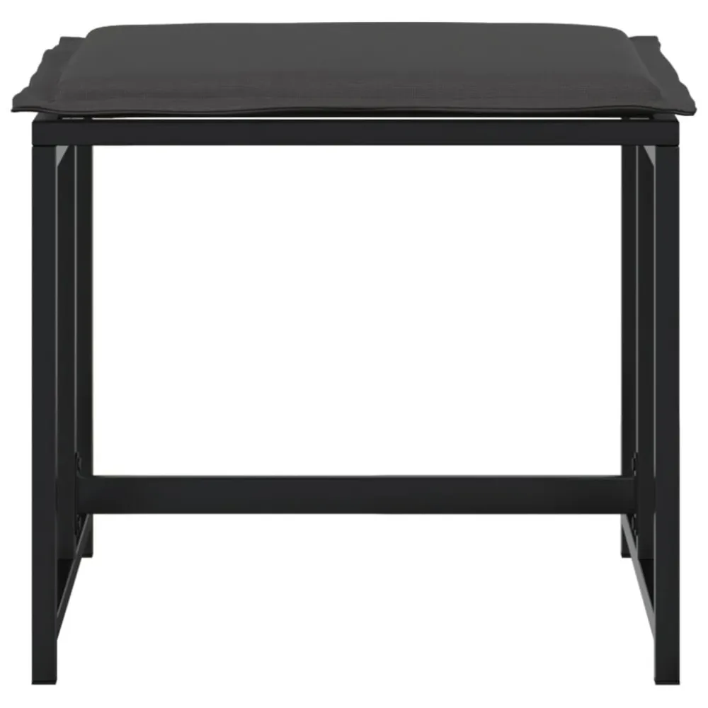 Espreguiçadeira de Exterior Bancos de jardim com almofadões 4 pcs ço e textilene preto