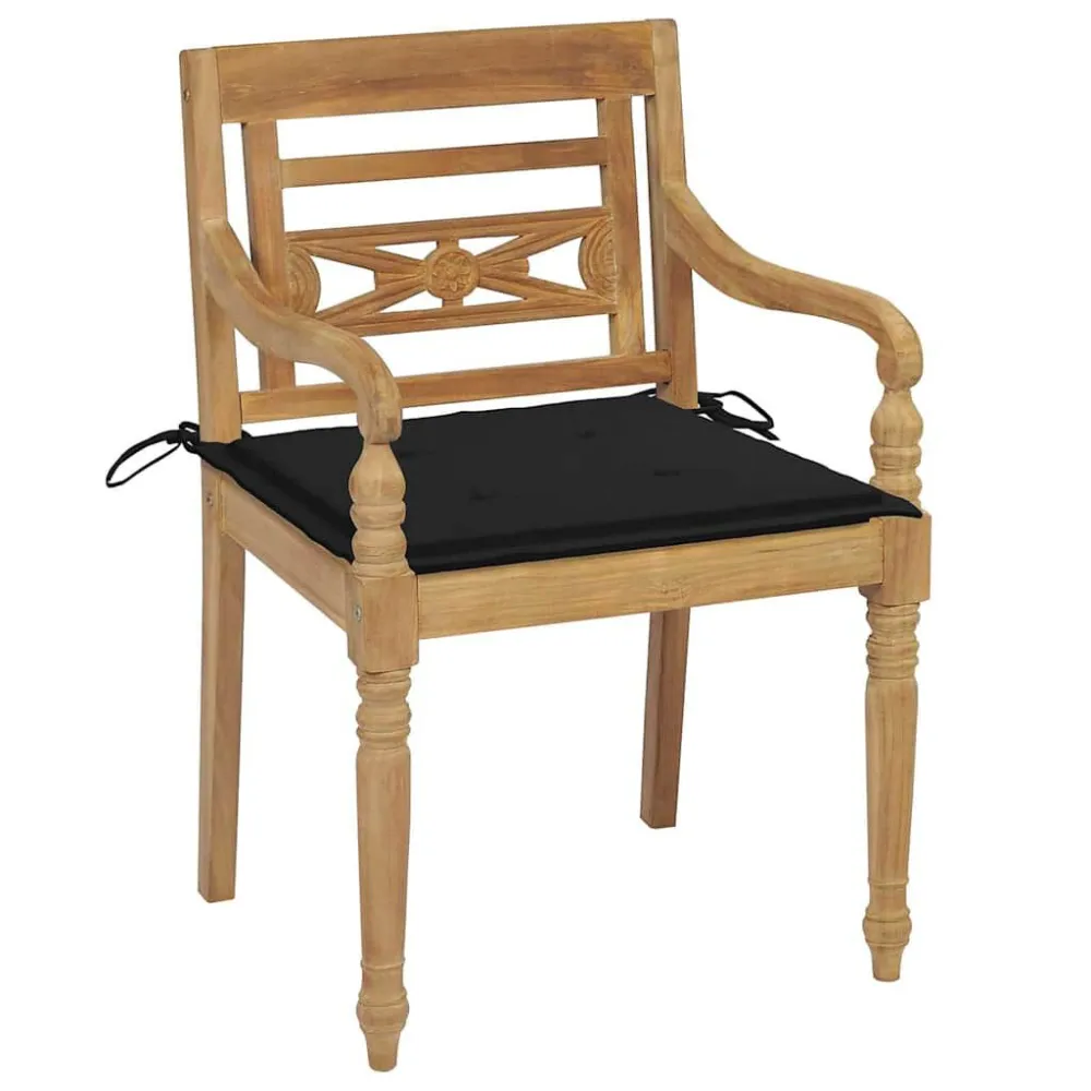 Espreguiçadeira de Exterior Cadeiras Batávia com almofadões 4 pcs madeira de teca maciç