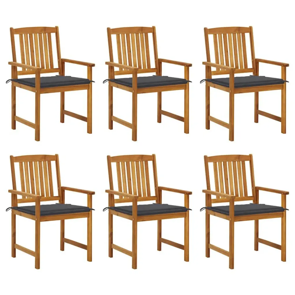 Espreguiçadeira de Exterior Cadeiras de jardim com almofadões 6 pcs acácia maciç