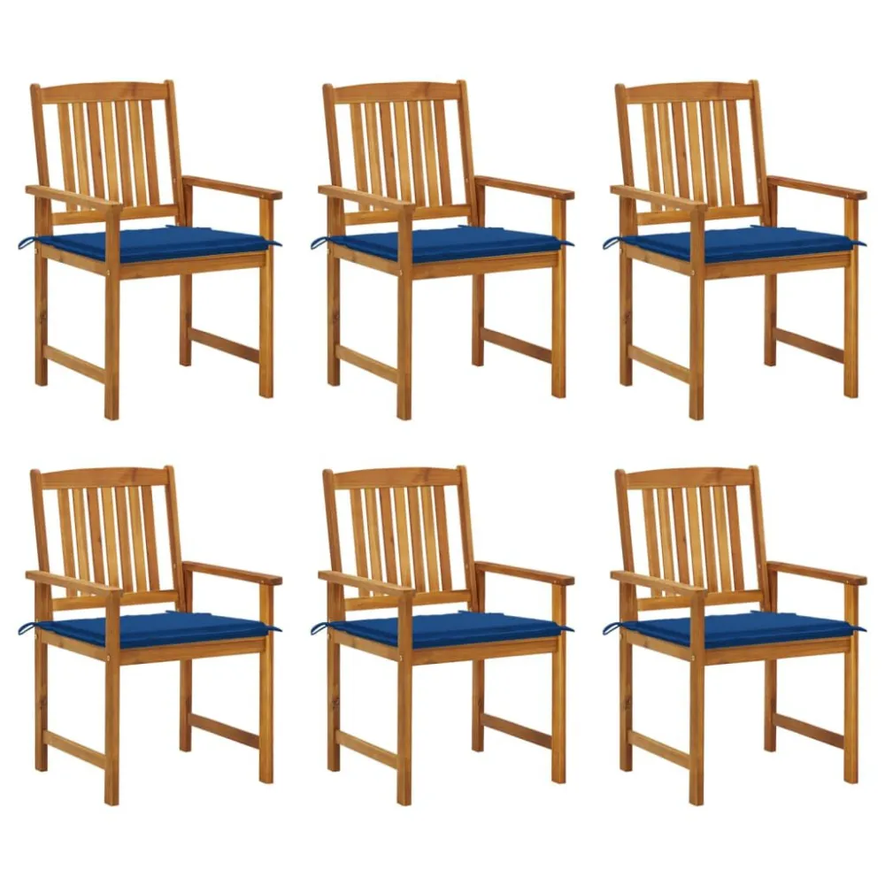 Espreguiçadeira de Exterior Cadeiras de jardim com almofadões 6 pcs acácia maciç