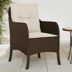 Espreguiçadeira de Exterior Cadeiras de jardim com almofadões 2 peças vime PE castanho