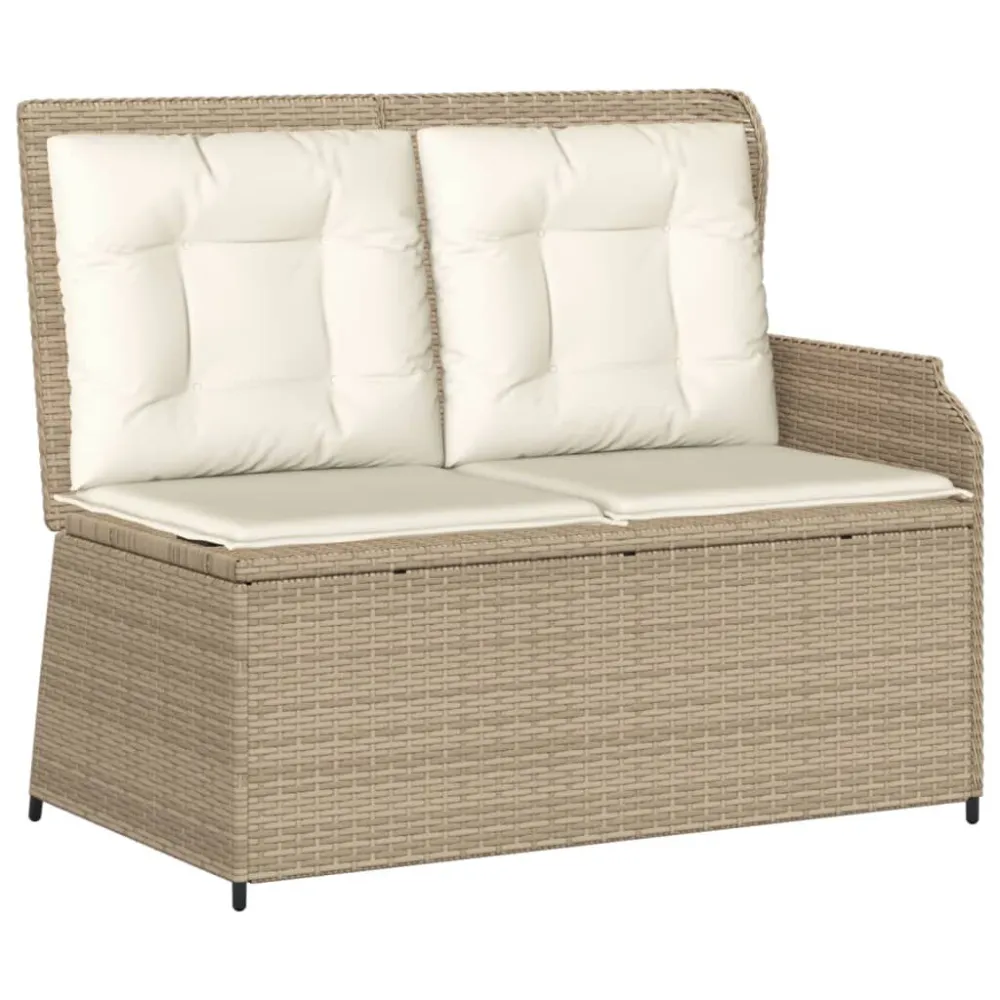 Espreguiçadeira de Exterior 6 pcs conjunto lounge para jardim com almofadões vime PE bege