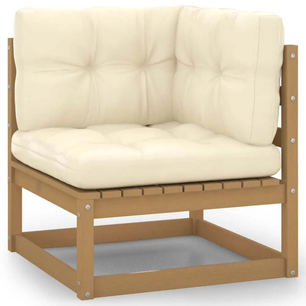 13 pcs conj. lounge jardim almofadões pinho maciço castanho mel | Montagem Fácil e Rápida