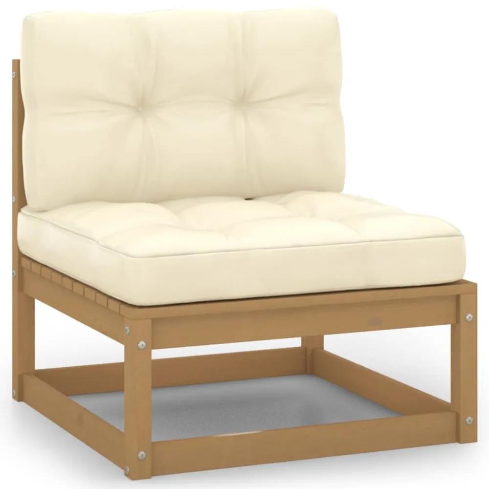 13 pcs conj. lounge jardim almofadões pinho maciço castanho mel | Montagem Fácil e Rápida