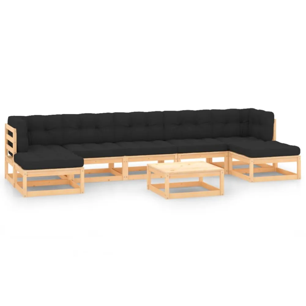 8 pcs conj. lounge jardim com almofadões antracite pinho maciço Fácil de Guardar