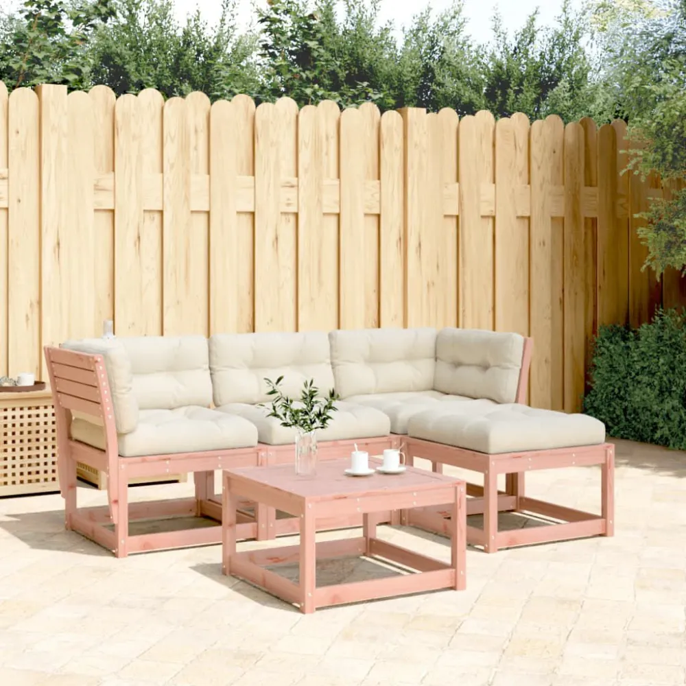 4 pcs conj. lounge jardim com almofadões madeira douglas maciç para Relaxamento ao Ar Livre