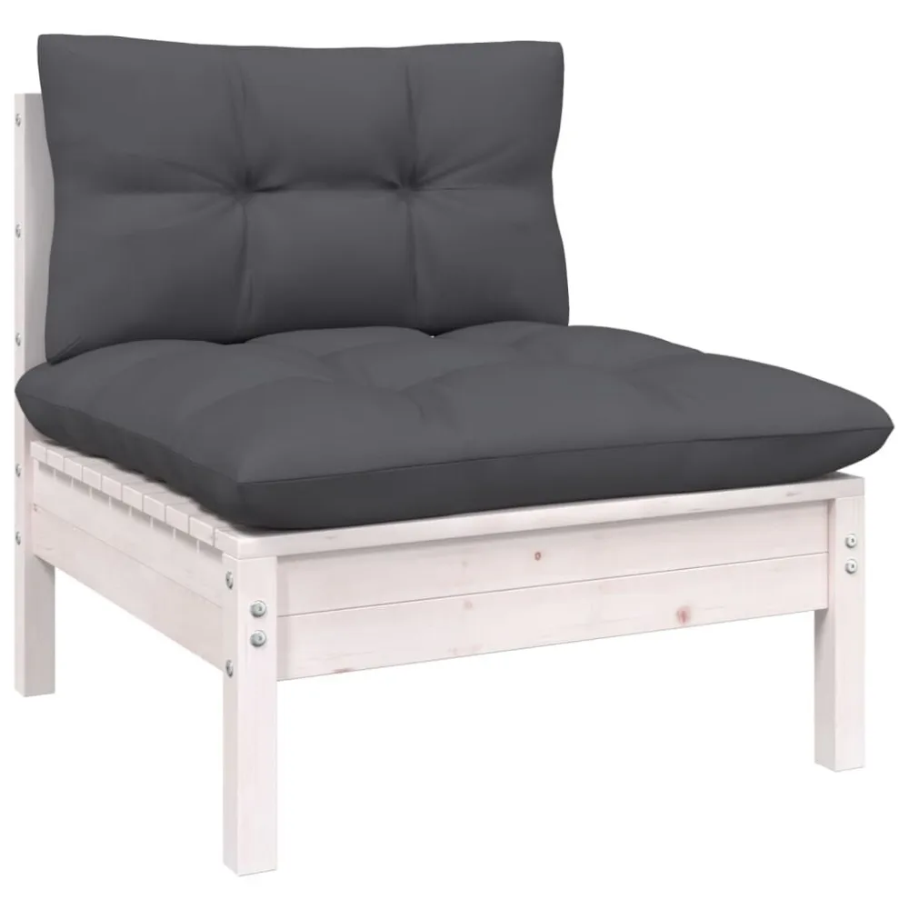4 pcs conj. lounge de jardim com almofadões antracite pinho Fácil de Guardar