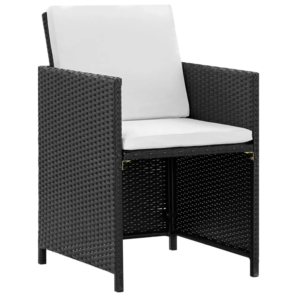 13 pcs conjunto jantar exterior com almofadões vime PE preto | Resistente à Chuva | Confortável