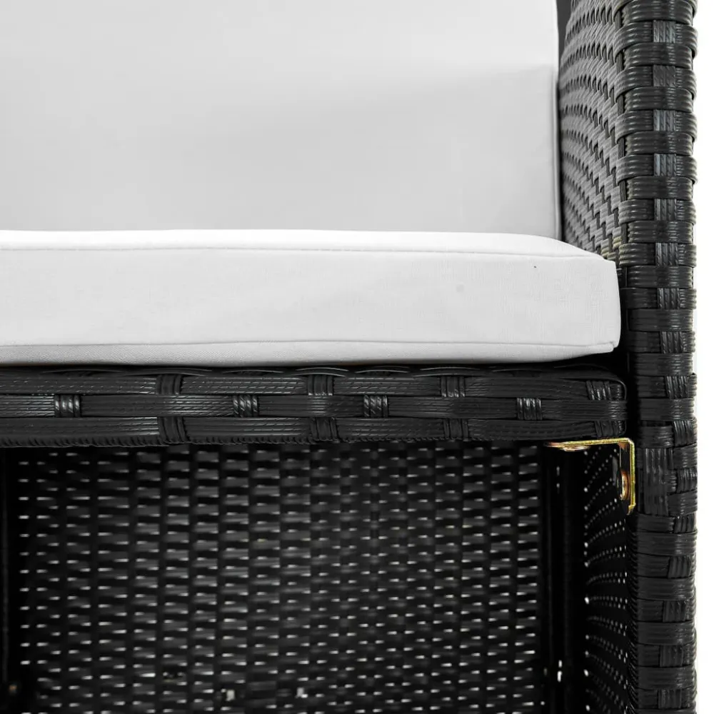 13 pcs conjunto jantar exterior com almofadões vime PE preto | Resistente à Chuva | Confortável