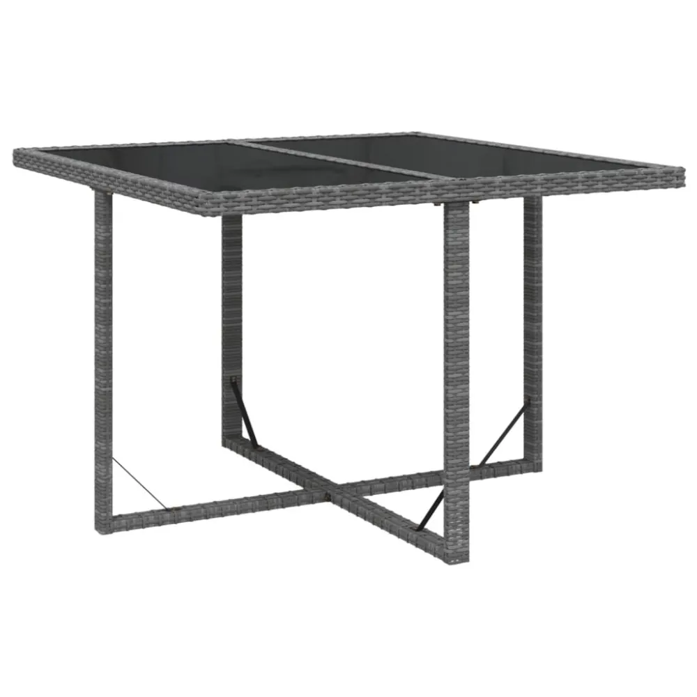9 pcs conjunto jantar para jardim com almofadões vime PE cinzento | Resistente à Chuva | Confortável