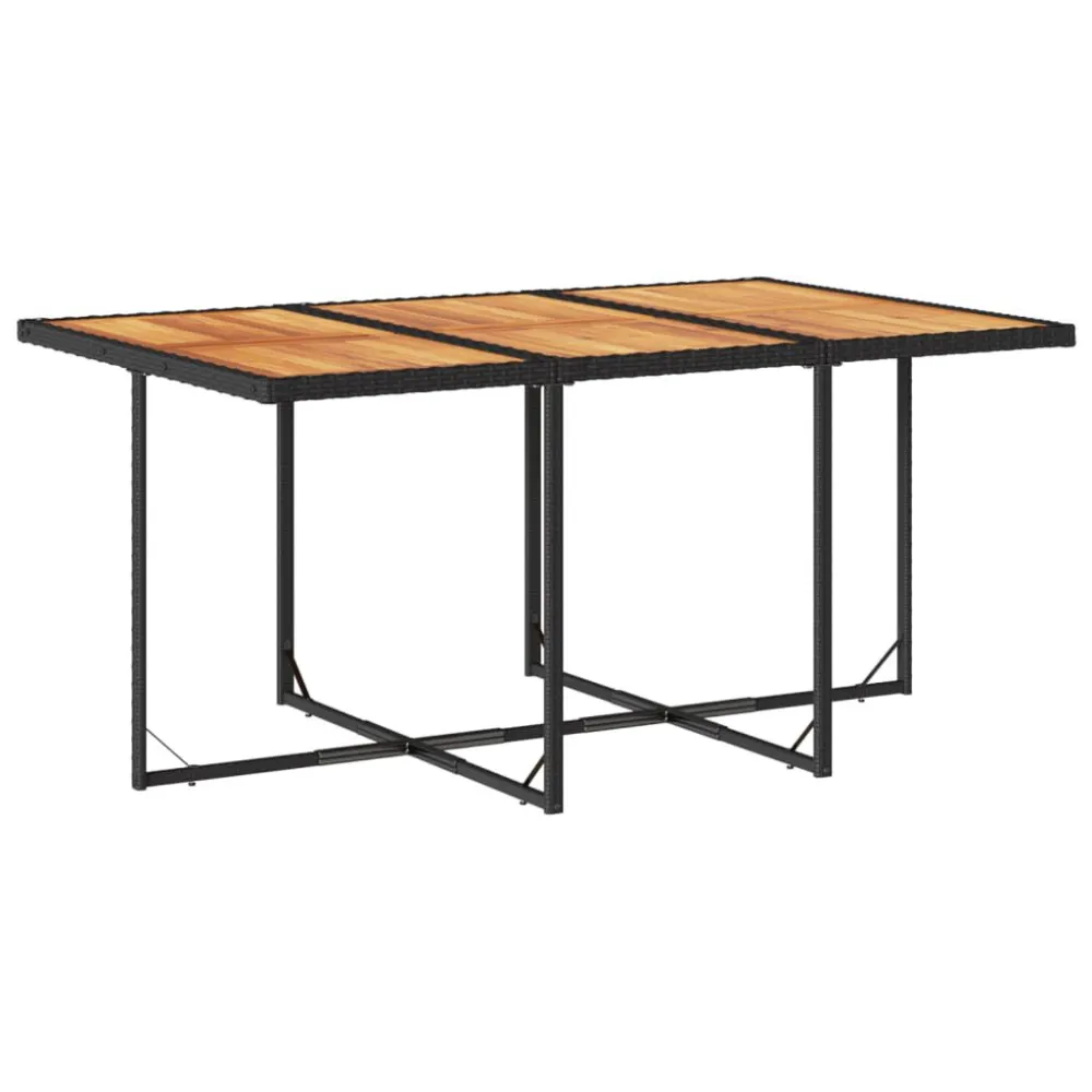 7 pcs conjunto de jantar para jardim com almofadões vime PE preto com Encosto Ajustável