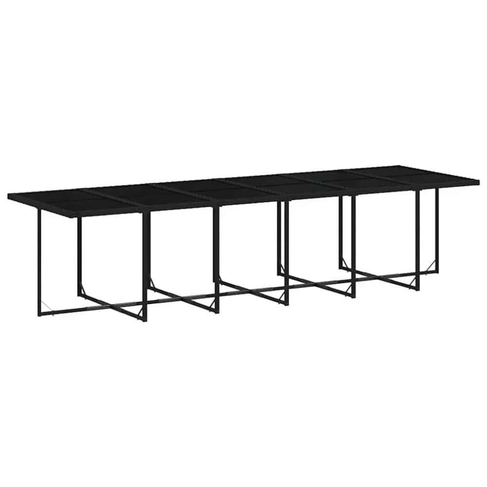 17 pcs conjunto de jantar para jardim com almofadões vime PE preto para Relaxamento ao Ar Livre