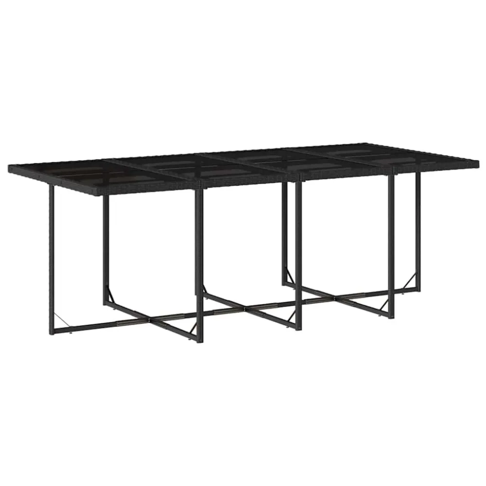 9 pcs conjunto de jantar para jardim com almofadões vime PE preto Fácil de Guardar