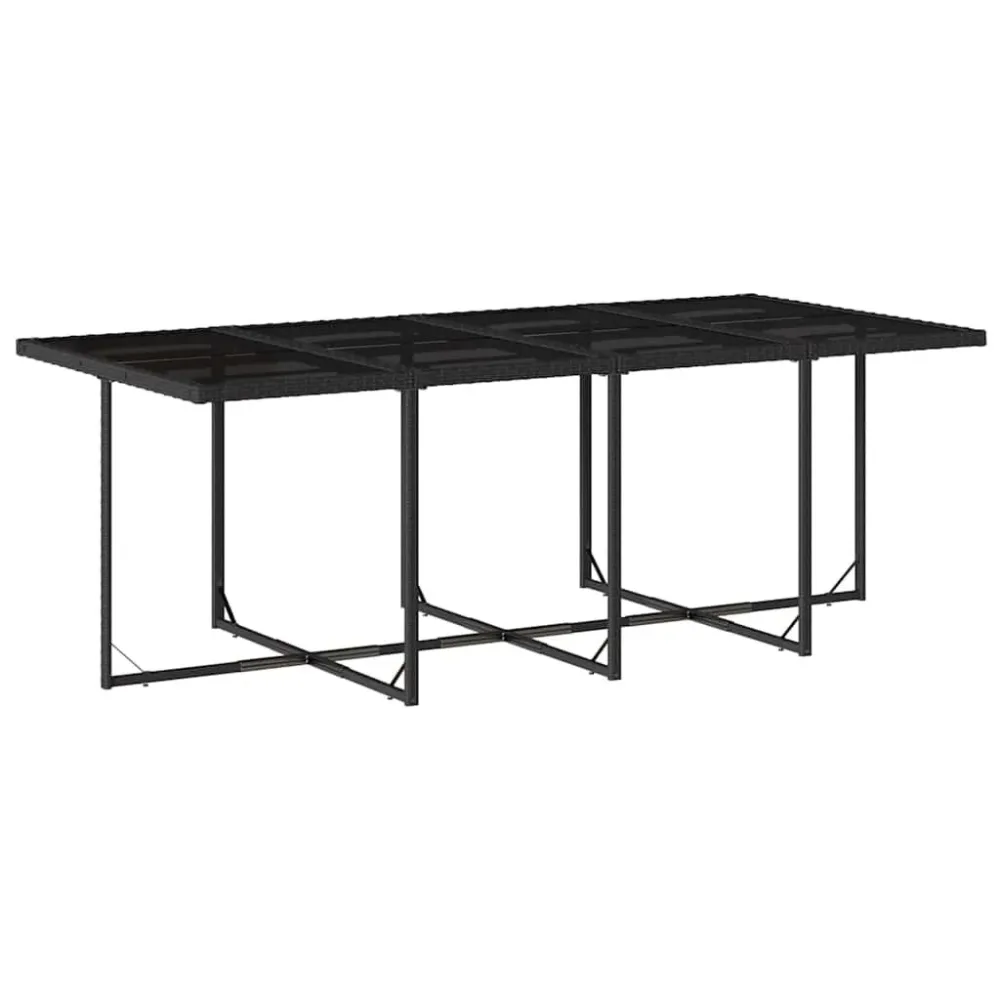 9 pcs conjunto de jantar para jardim com almofadões vime PE preto Fácil de Guardar