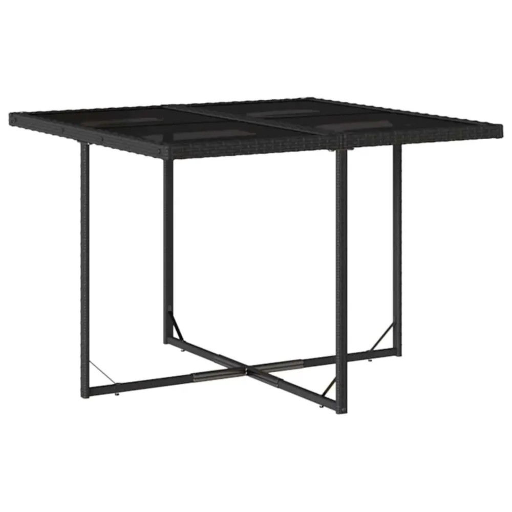 5 pcs conjunto de jantar para jardim com almofadões vime PE preto com Tecido Impermeável UV