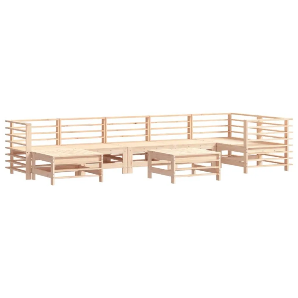 8 pcs conjunto lounge jardim com almofadões madeira maciç para Piscina e Jardim