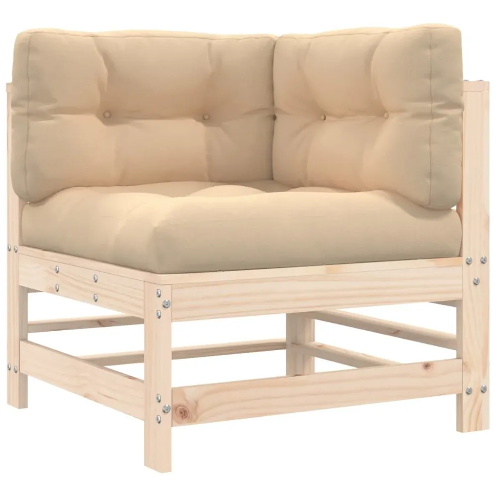8 pcs conjunto lounge jardim com almofadões madeira maciç para Piscina e Jardim