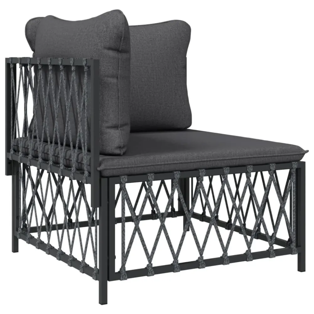 9 pcs conjunto lounge de jardim com almofadões ço antracite Dobrável e Portátil