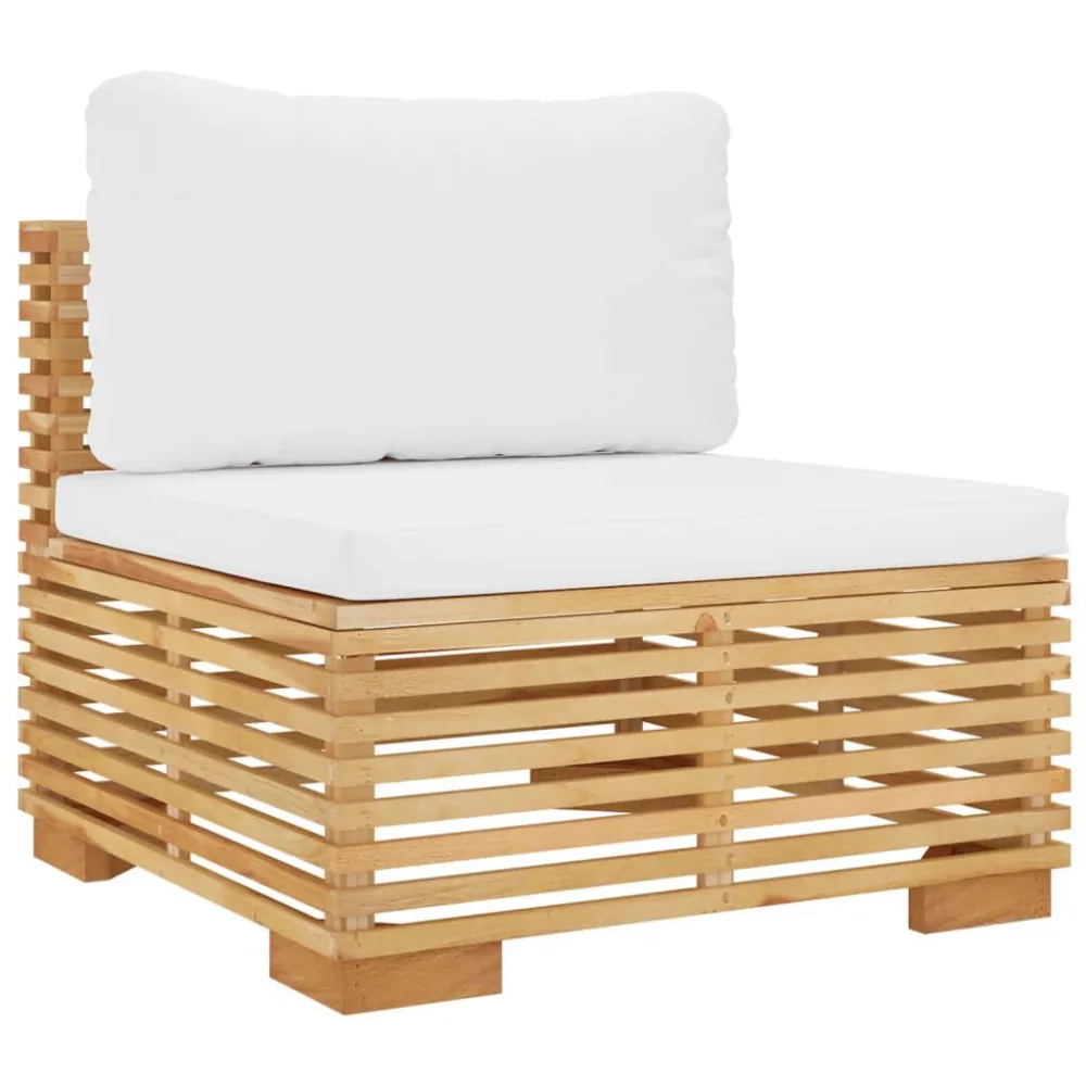 6 pcs conjunto lounge jardim com almofadões madeira teca maciç em Tecido Sunbrella