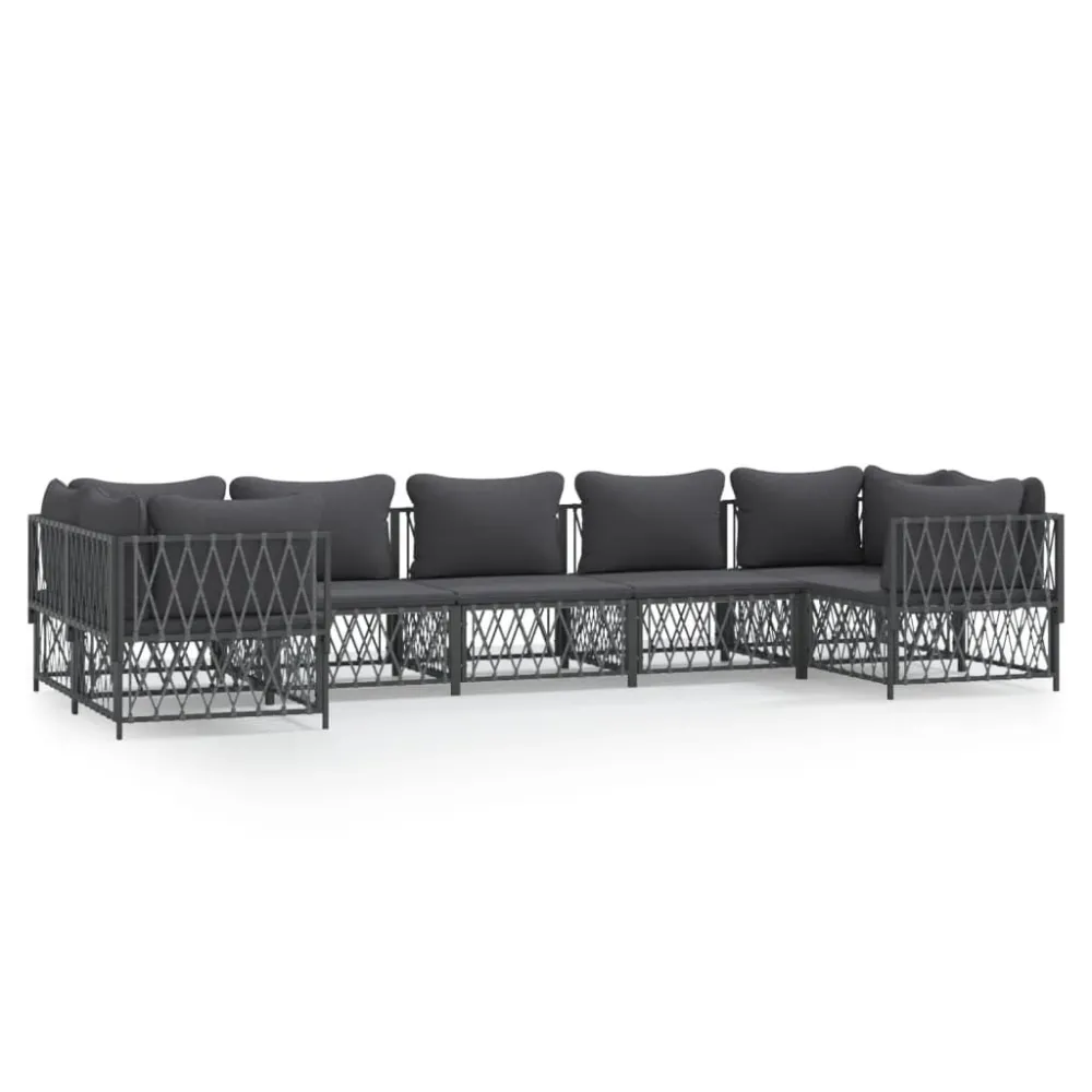 7 pcs conjunto lounge de jardim com almofadões ço antracite Fácil de Guardar