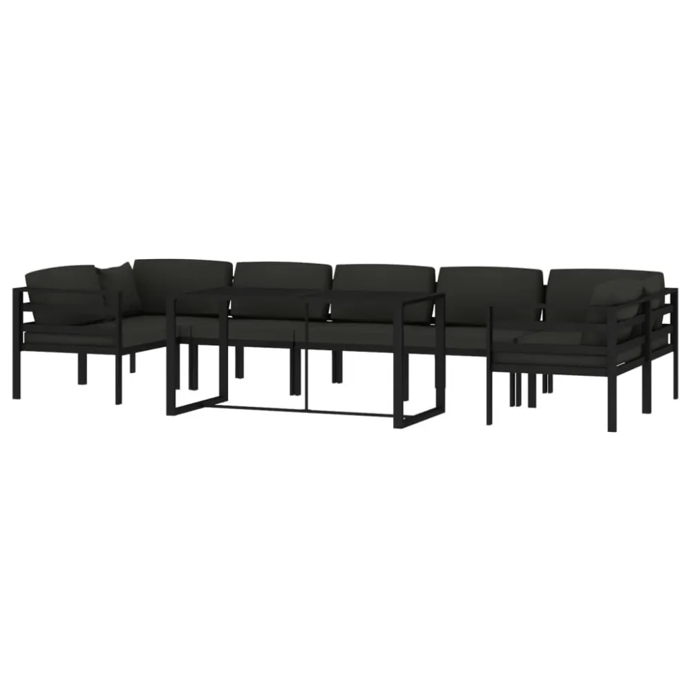 8 pcs conjunto lounge jardim com almofadões alumínio antracite em Tecido Sunbrella