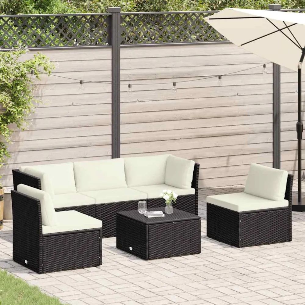 4 pcs conjunto lounge jardim com almofadões vime PE castanho com Encosto Ajustável