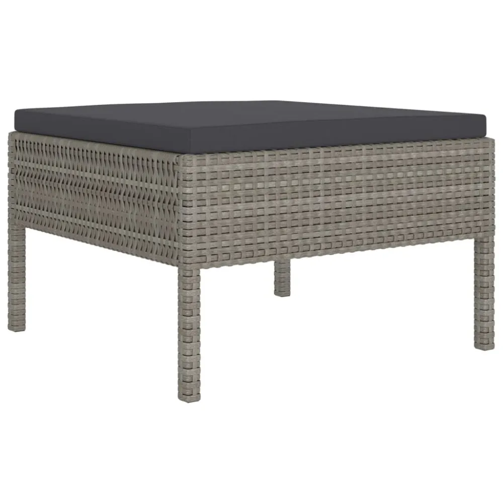 10 pcs conjunto lounge de jardim com almofadões vime PE cinzento em Tecido Sunbrella
