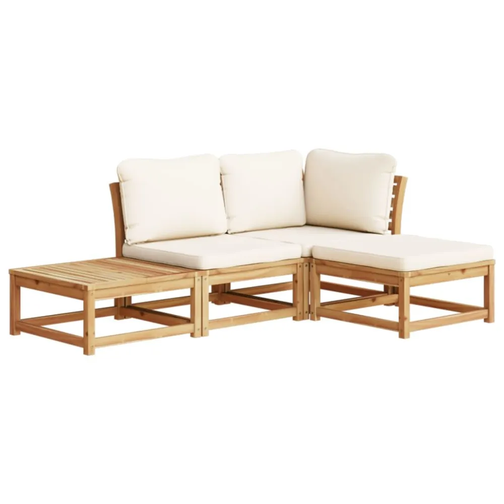 4 pcs conjunto lounge de jardim com almofadões acácia maciç em Ferro Forjado
