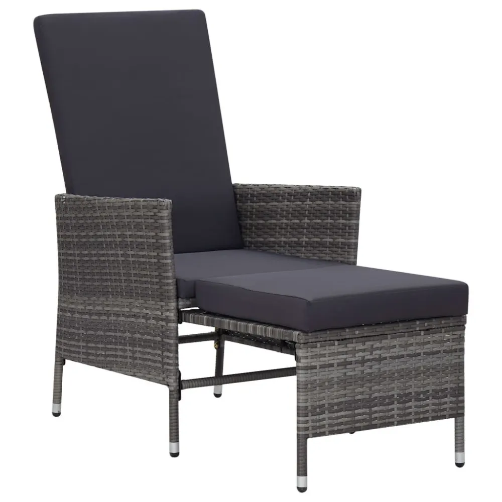 3 pcs conjunto lounge de jardim com almofadões vime PE cinzento para Piscina e Jardim