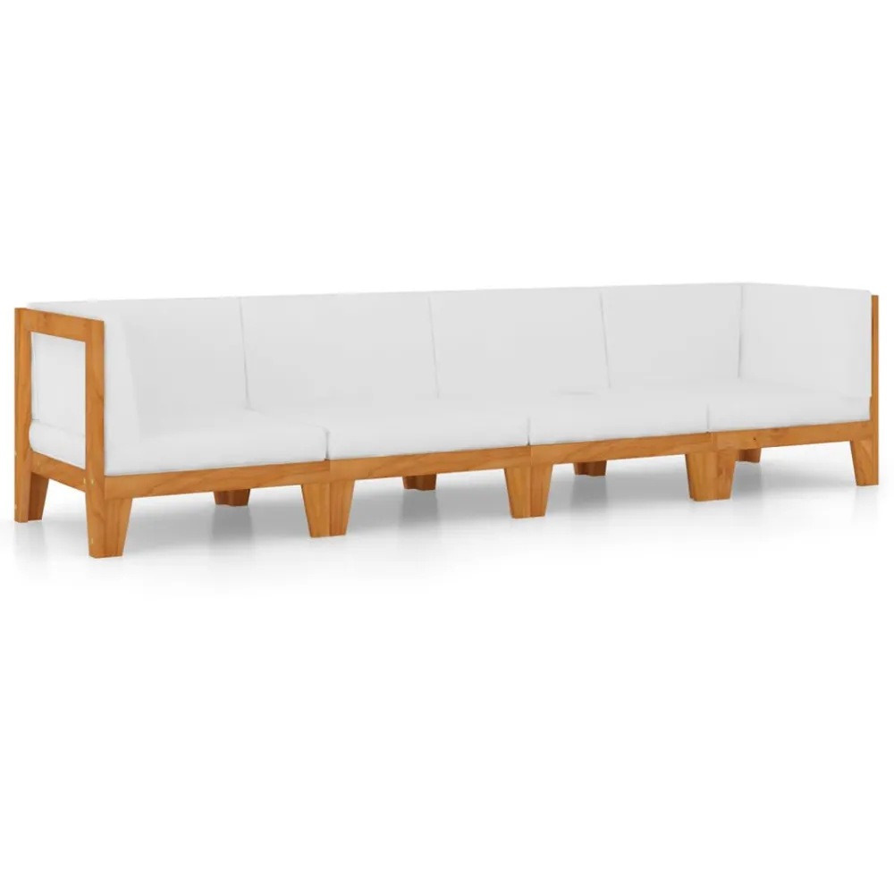 4 pcs conjunto lounge de jardim com almofadões acácia maciç com Almofada Inclusa