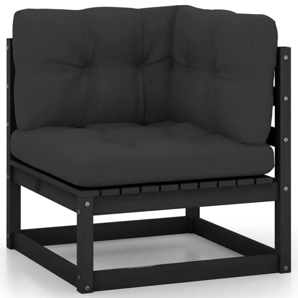10 pcs conjunto lounge jardim com almofadões pinho maciço preto Fácil de Guardar
